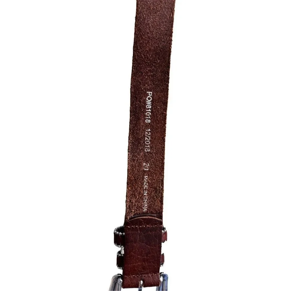 3D embossed silver / leather belt girls belt
